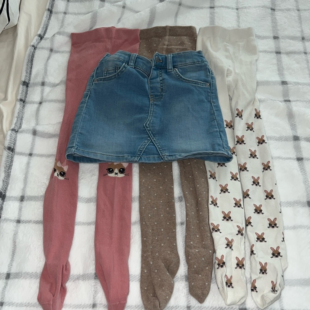Bundle set with long stocking socks n a denim shirt.